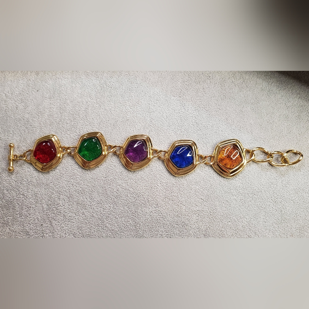 Avon Orange and Gold Hexagonal Gemstone Bracelet